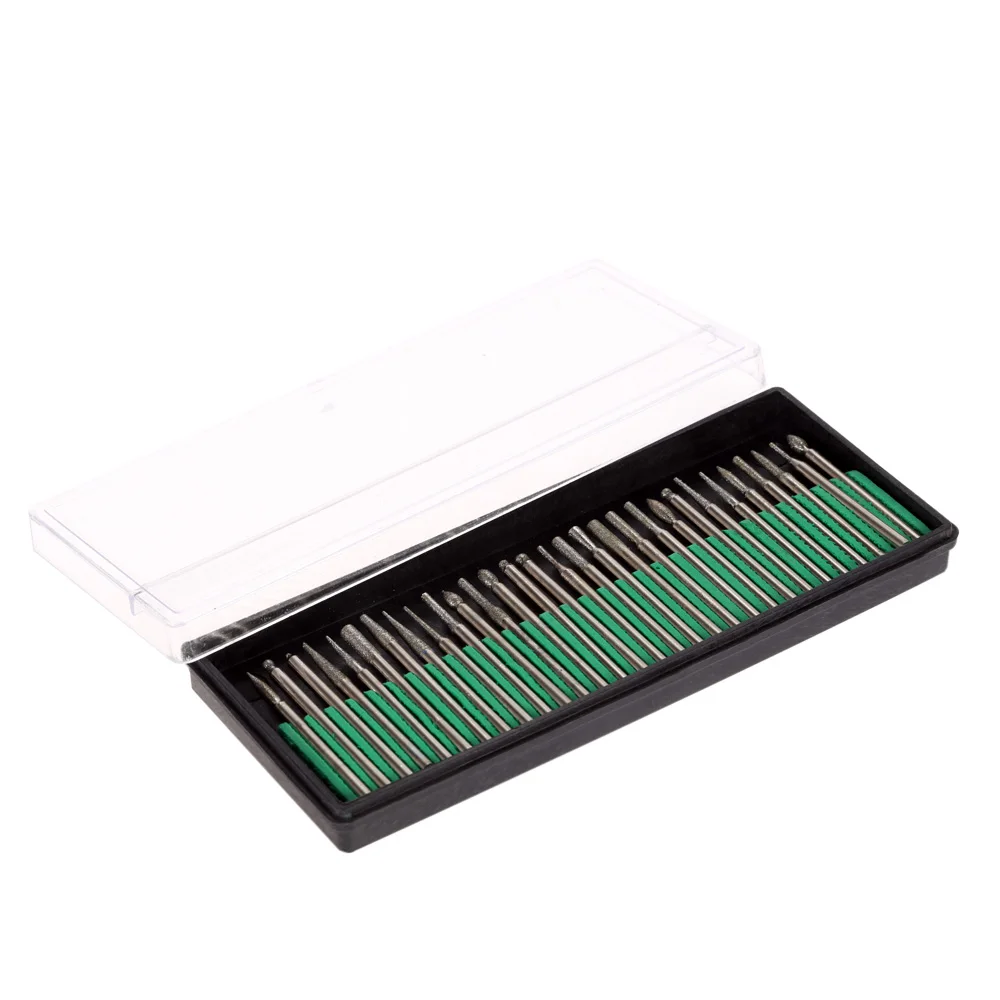 

30pcs Tool Accessories Grinding Accessories Electroplated Diamond Grinding Heads Burrs Bit Set for Rotary Tool Set