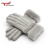 top quality genuine leather warm fur glove for men women thermal winter fashion sheepskin ourdoor thick five finger gloves g5