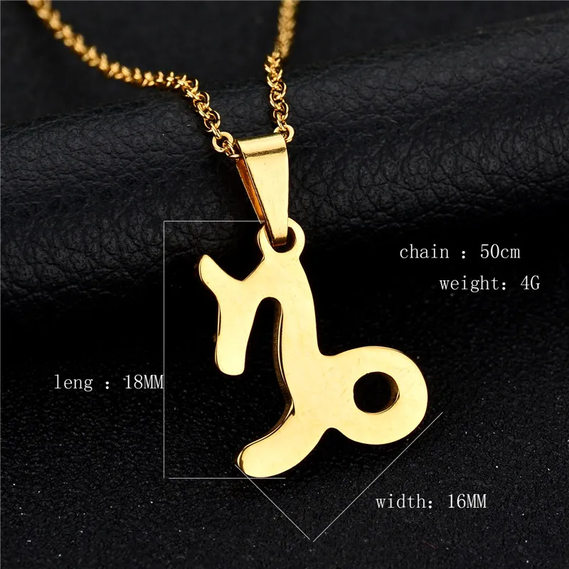 12 созвездий из нержавеющей стали 3 цвета Знак зодиака кулон Козерог ожерелье с