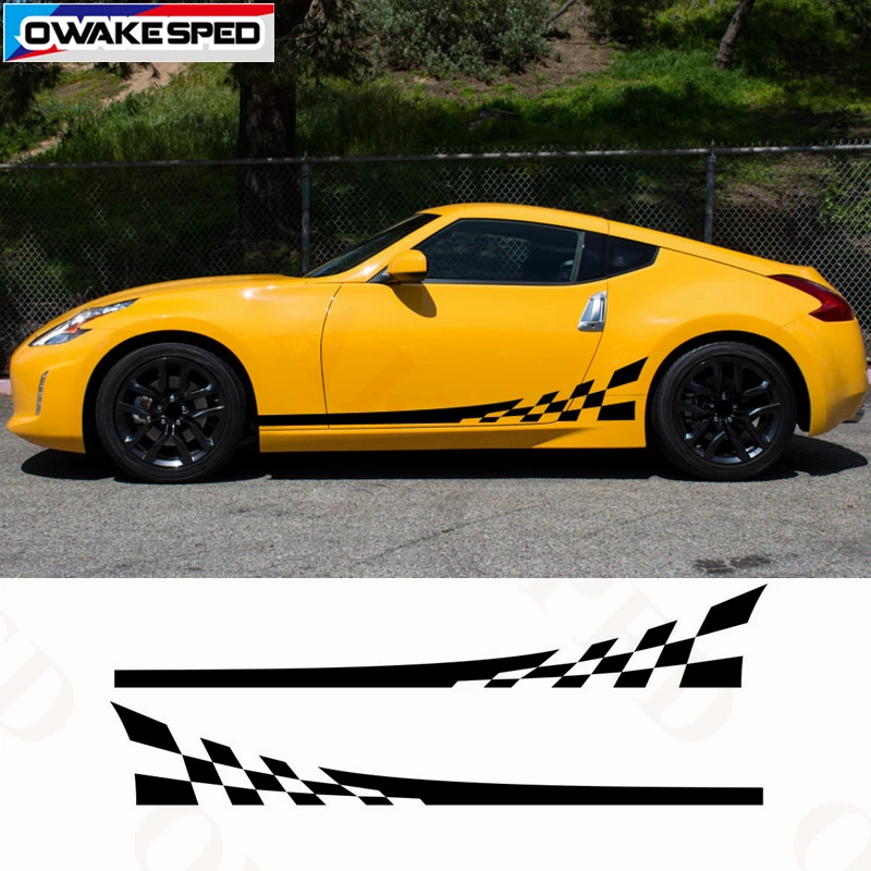 Для Nissan 370Z гоночные решетки спортивные полосы наклейка на дверь автомобиля боковой Стикер внешние аксессуары водонепроницаемые наклейки