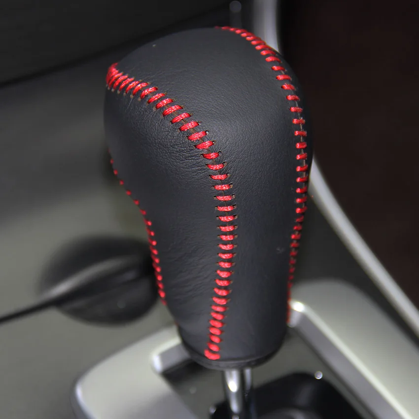 

Gear Covers Case for Mazda 6 Mazda CX-5 Automatic Gear Shift Collars DIY Gearshift Cover Car Styling Genuine Leather Black