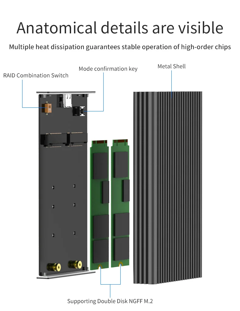 Blueendless Портативный чехол для жесткого диска ssd M.2 to type-c usb 3,1 NGFF msata корпус для жесткого диска алюминиевая Поддержка двойной диск