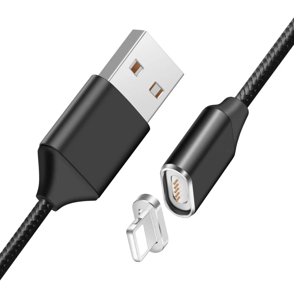 Магнитный usb-кабель Олаф для iPhone Xs Max Xr X 8 7 6 6s Plus 5 5S se iPad, кабель для быстрой зарядки и передачи данных, Магнитный зарядный шнур - Цвет: Black IOS Cable