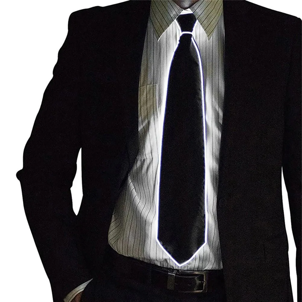 white EL Tie светодиодный светящийся светильник светящийся полосатый светящийся галстук для мужчин Клубные Косплей вечерние костюмы светящиеся Принадлежности для бара шоу - Цвет: white