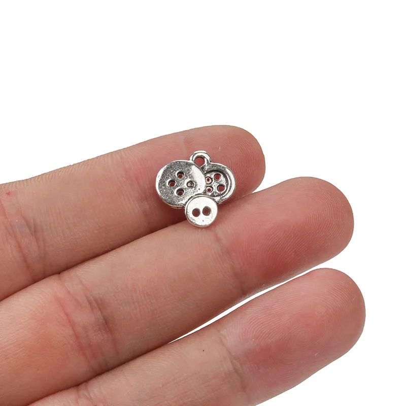 10 шт./лот металлические подвески пуговицы в античном стиле серебряного цвета