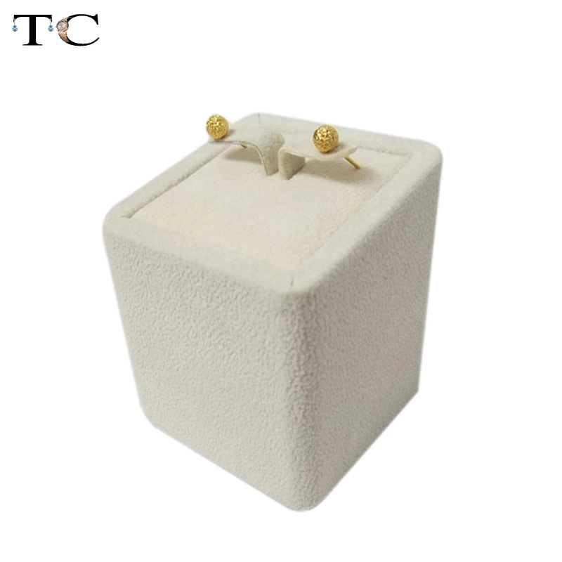 Оптовая торговля бежевый бархат ювелирные изделия дисплеи стойка для серьги
