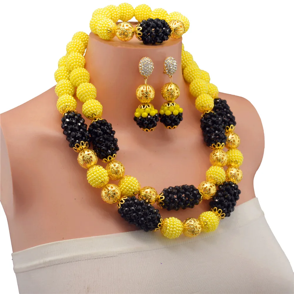 Женский комплект ювелирных изделий набор золотого цвета в Дубае 2017|african beads jewelry