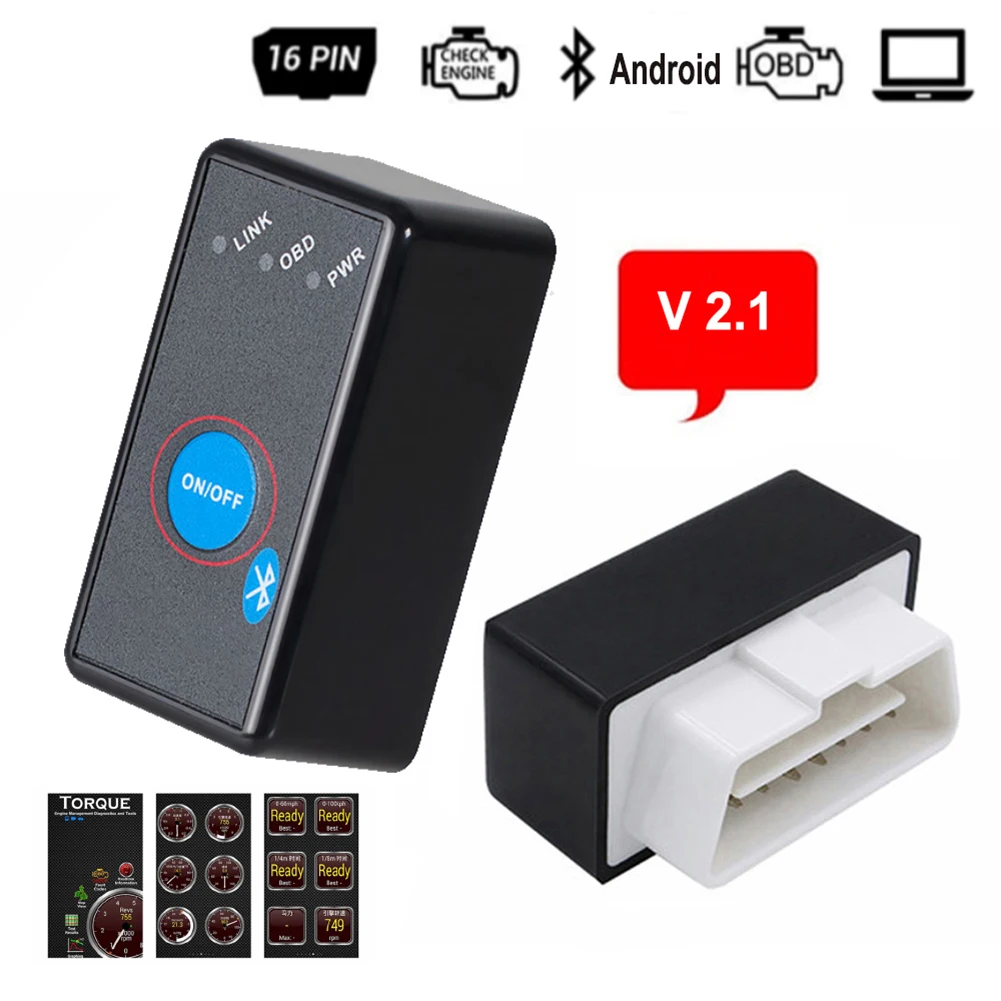 Универсальный bluetooth автомобильный диагностический инструмент сканер мини OBD2 V2.1