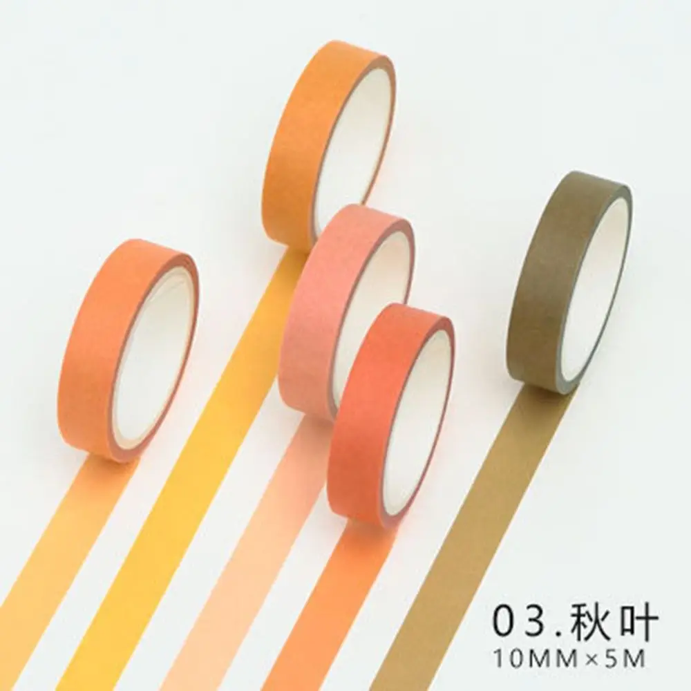 

5pcs Solid Color Paper Tape DIY Decorative Scrapbook Masking Washi Tape Stationery Office Adhesive