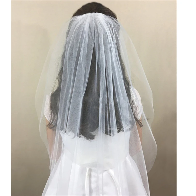 

White Ivory Wedding Flower Girls First communion Veils One layers with comb Children Kids Tulle Voiles Fille enfant communion
