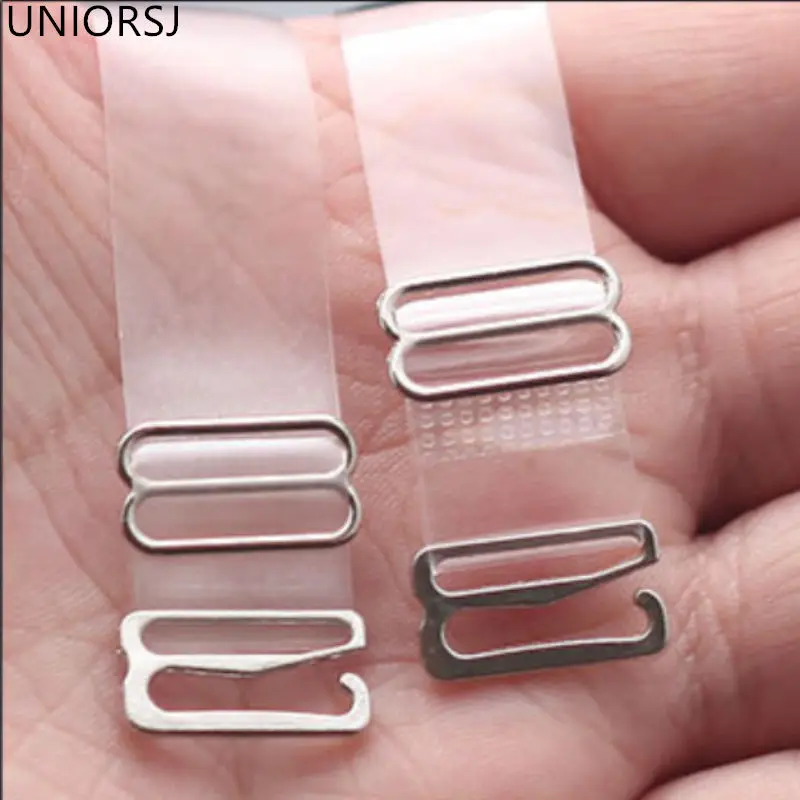 3Pairs=6Pcs 1.8CM Metal Buckle Bra Straps Belt Women's Elastic Transparent Matte Silicone Adjustable Baldric |