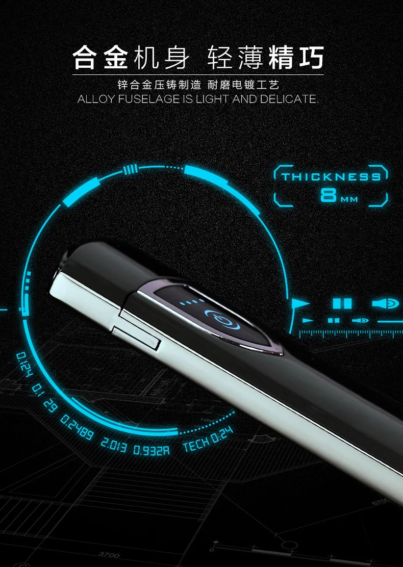 Мини-металлическая двухсторонняя зажигалка, Usb Зажигалка, сенсорные электронные зажигалки, новинка, электрическая зажигалка для мужчин