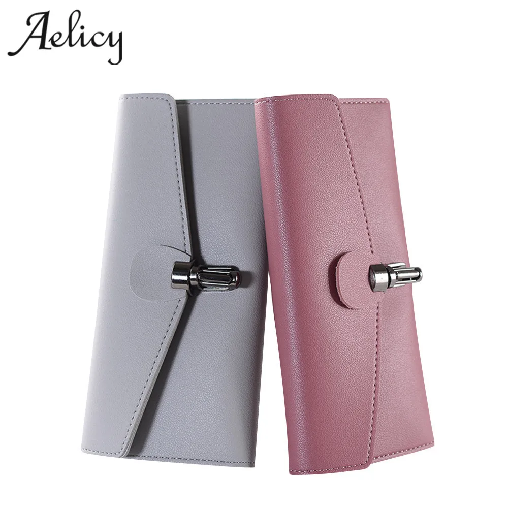 Aelicy роскошный женский кошелек из искусственной кожи высокого качества Женская длинная простая трехслойная Пряжка для бумажника Ms. кошелек посылка для карт