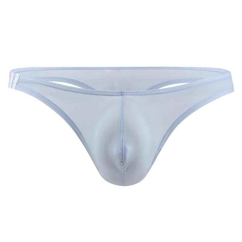 1pcs for Light Blue Пикантные мужские стринги, трусы, нижнее белье, стринги, шелк льда, тонкие трусики, бикини, Пляжное боди, нижнее белье, трусы, мужские трусы, M-2XL - Цвет: 1pcs for Light Blue