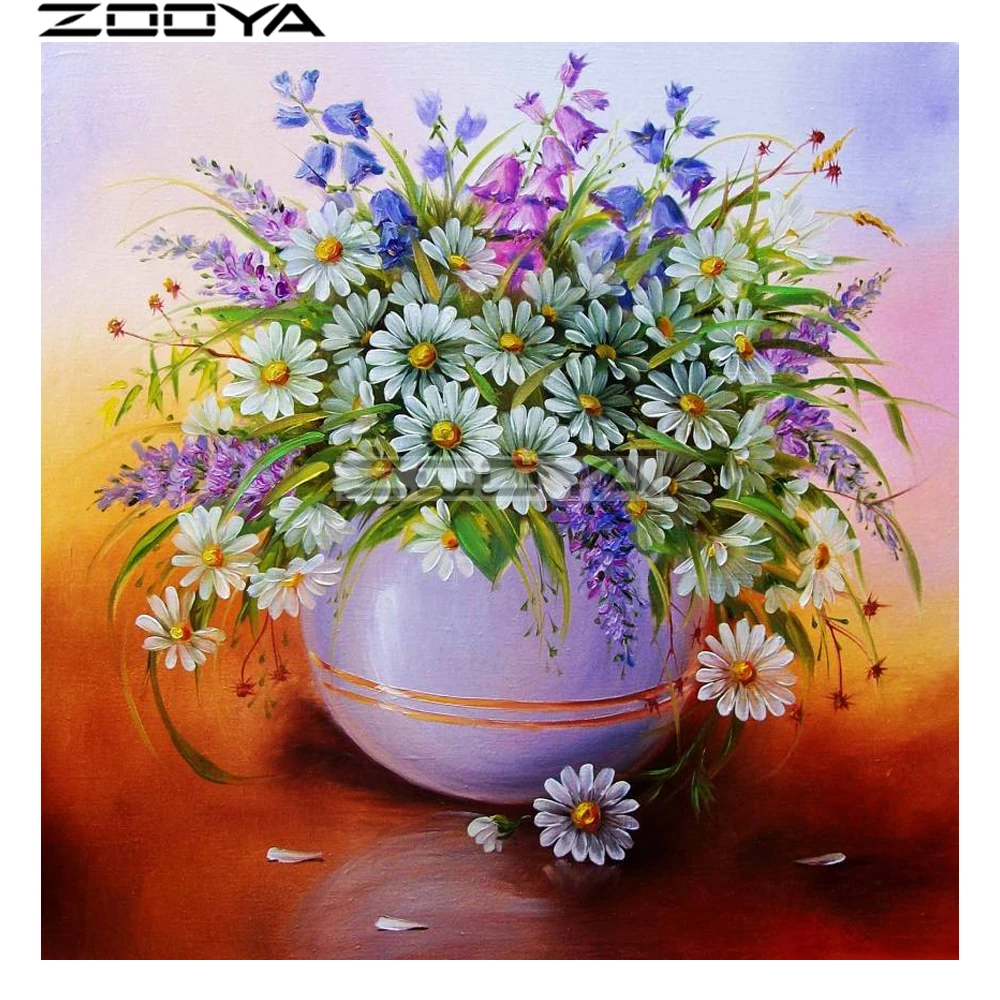 

Round Diamond Painting Cross-Stitch Kits Wall Sticker Vase Diamond Embroidery Flower Gifts 5d DIY Pictures Of Rhinestones R1781