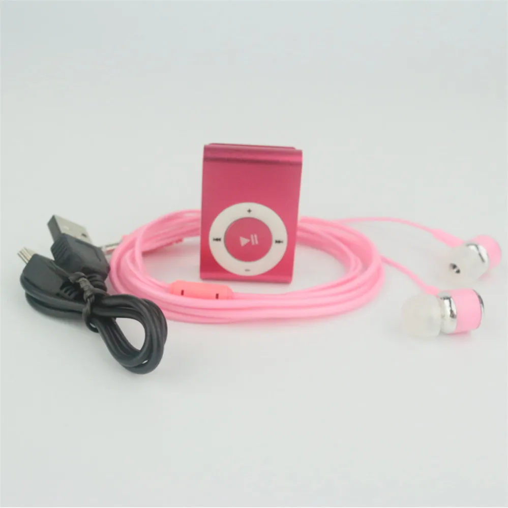 A PINK HAMNOL мини mp3-плеер MP3 клип Поддержка Micro SD карты MP3+ стерео наушники гарнитура+ usb зарядный кабель горячая распродажа - Цвет: A PINK
