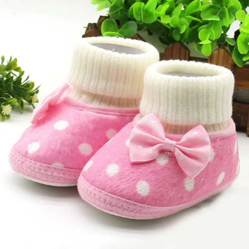

Soft & Warm Baby Shoes Newborn Baby Girl Bowknot Fleece Snow Boots Booties White Princess Shoes LM58 New Arrival