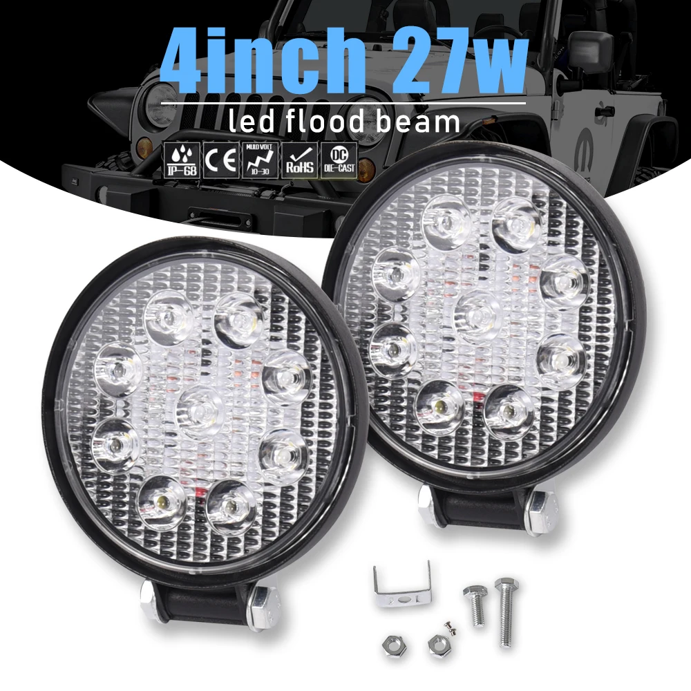 Cobrillar 4.3&quot 5D Offroad Led Work Lamp 27W Flood Spot Combo Beam LED Working Driving Lights 12V For Jeep ATV 4x4 Truck Tractor |