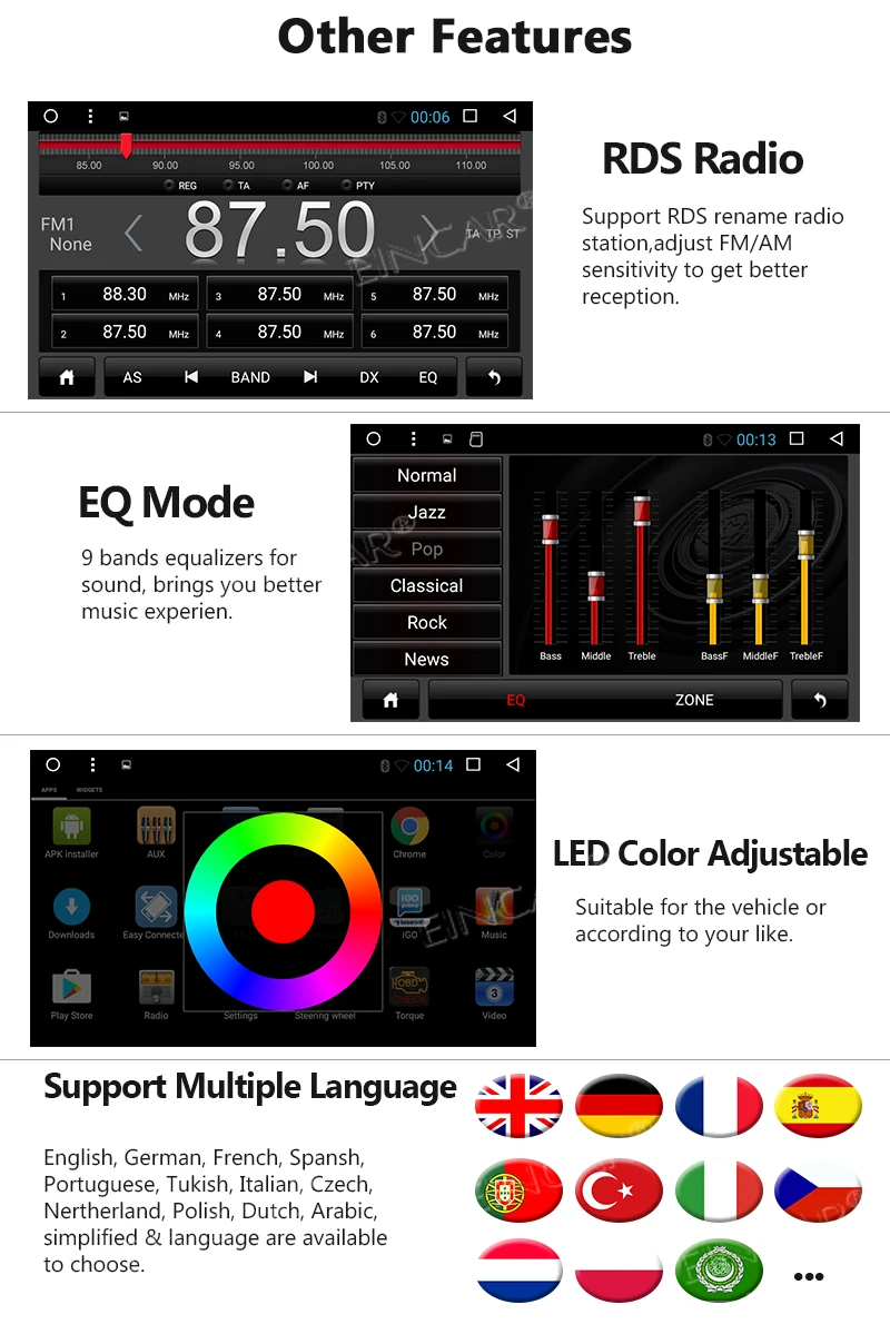 Android 7.1 Car Radio Stereo Bluetooth Player with Octa Core 7 Inch Touch Screen 2 Din GPS Navigation Multimedia | Автомобили и