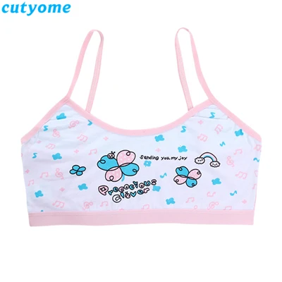 Pink Girls Bra Бюстгальтер без косточек для девочек-подростков; детский спортивный бюстгальтер; хлопковый топ с буквенным принтом; майка для подростков; бюстгальтеры; детское нижнее белье; нижнее белье для детей 12-14 лет - Цвет: Pink Girls Bra