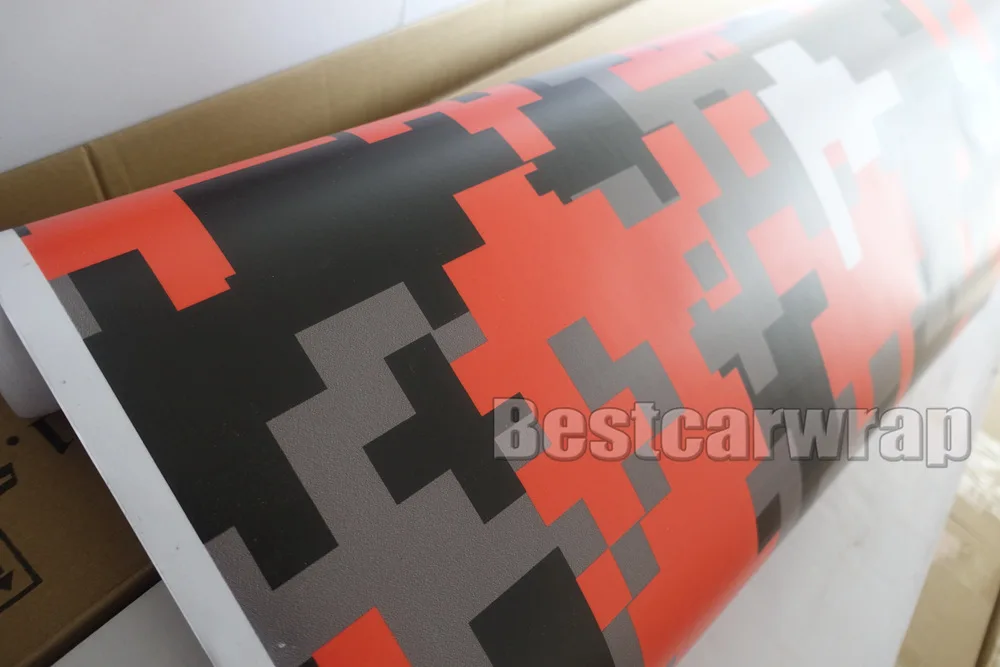 Large Digital Orange Tiger Camouflage Vinyl wrap Film with air Free / Pixel Car Sticker foil 1.52x30m/Roll 5x98ft |