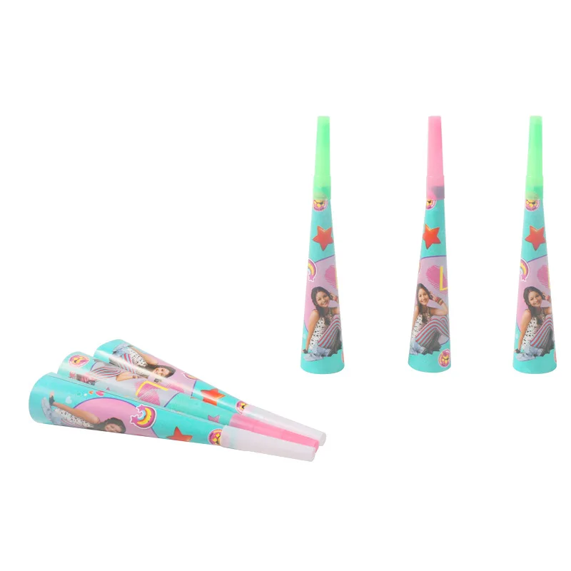 horn 6pcs Soy Luna тема бумажные тарелки и соломки салфетки День Рождения украшения Дети девушки ребенок душ одноразовая посуда - Color: horn 6pcs