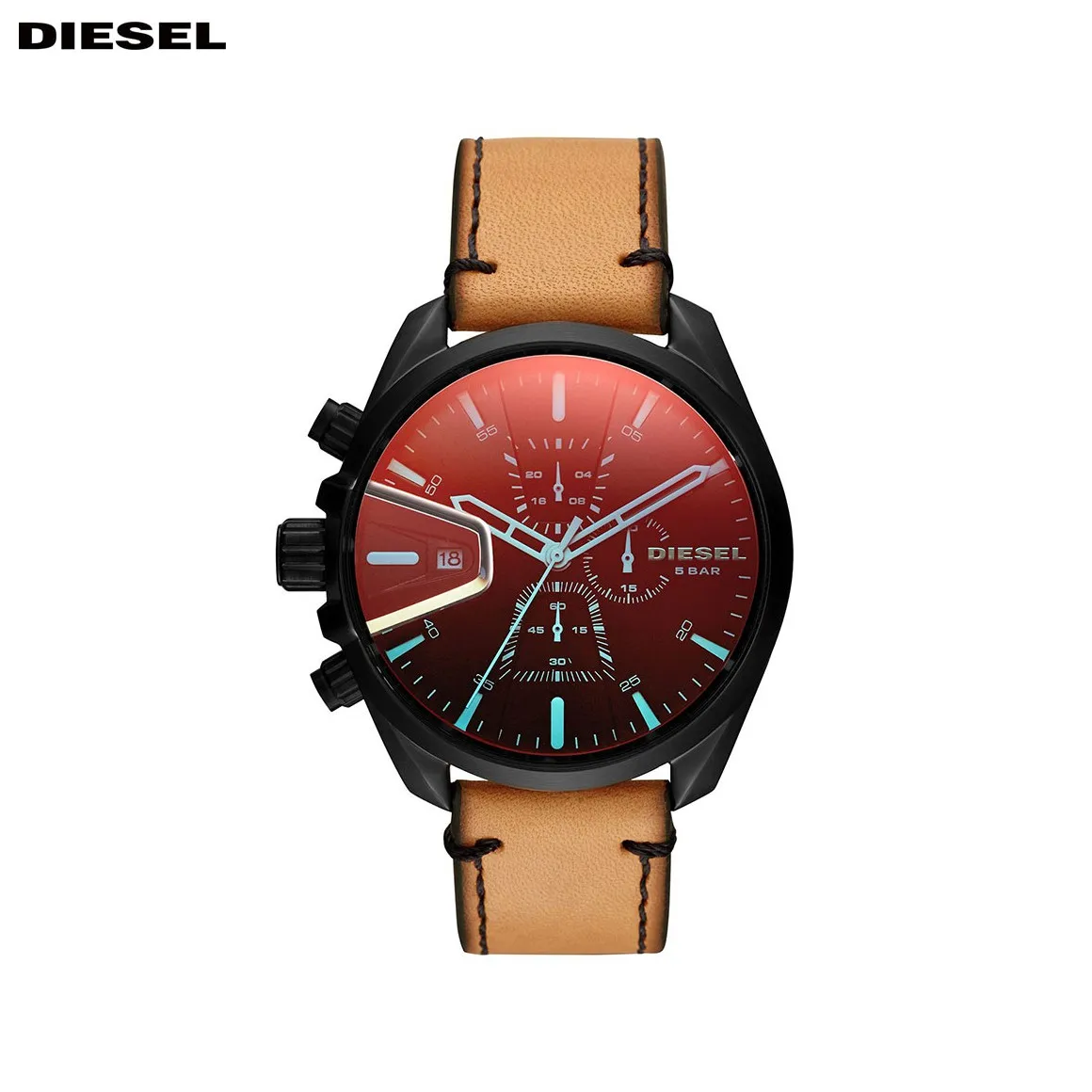 Наручные часы Diesel DZ4471 мужские с кварцевым хронографом на кожаном