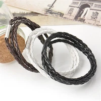 special lock design black white brown leather braided bracelets for women triple layers long