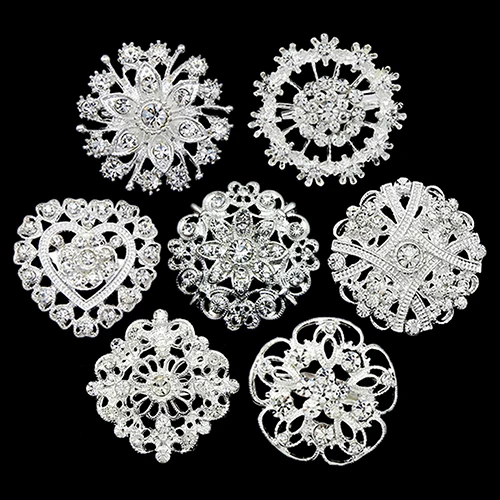 Цветок Сердце Стразы Посеребренная Брошь булавка свадебная брошь|brooch pins|pin