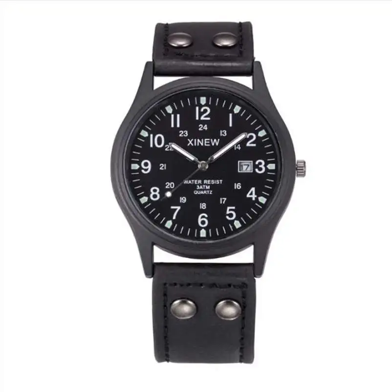 Винтажные классические мужские водонепроницаемые часы с кожаным ремешком