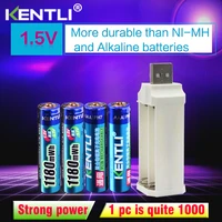 kentli 4pcs low self discharge 1 5v 1180mwh aaa lithium li ion rechargeable battery 4channels smart lithium charger