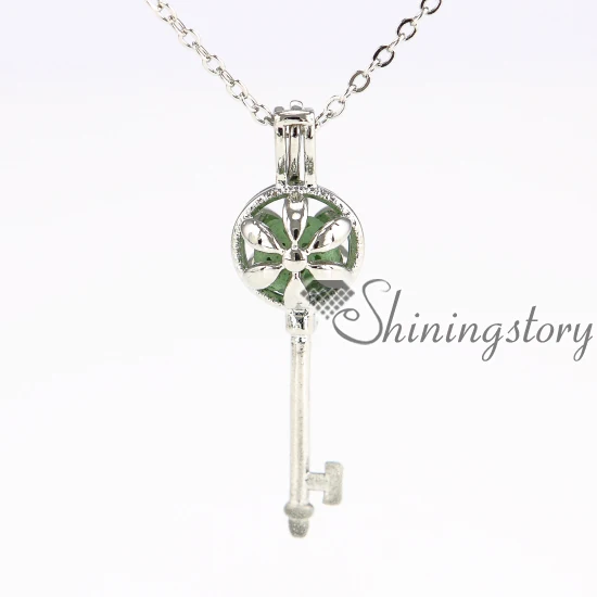 Ключ цветочный шар металлический вулканический камень ожерелье с эфирным маслом