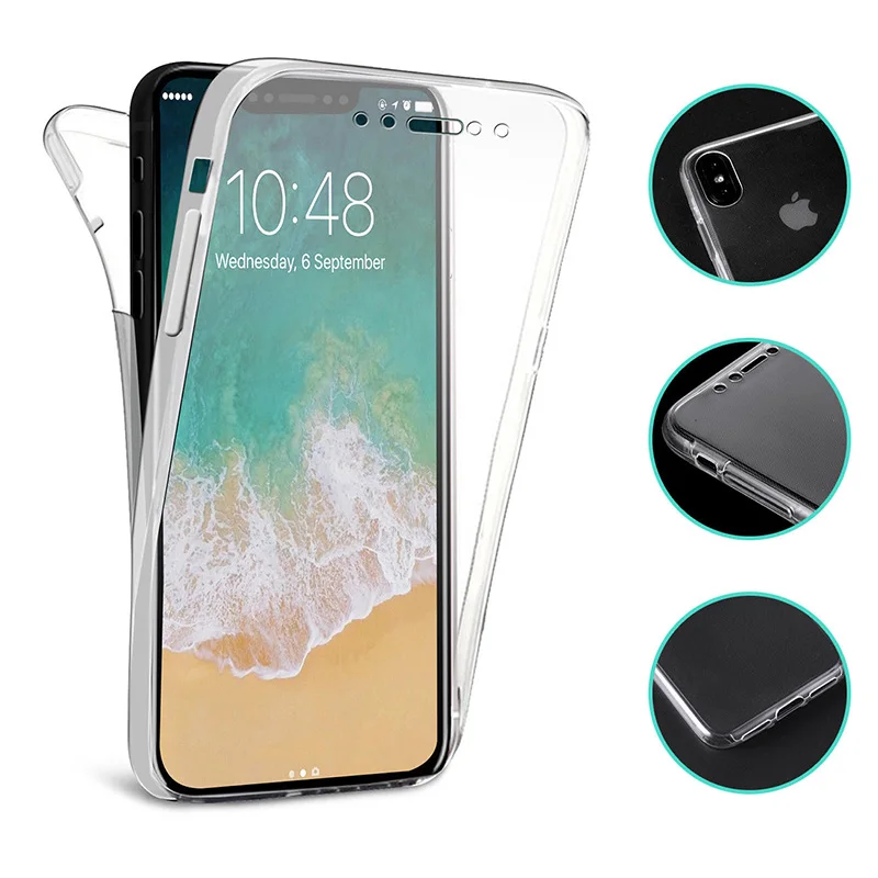 Полностью закрытый Мягкий силиконовый прозрачный чехол из ТПУ для iPhone X XS