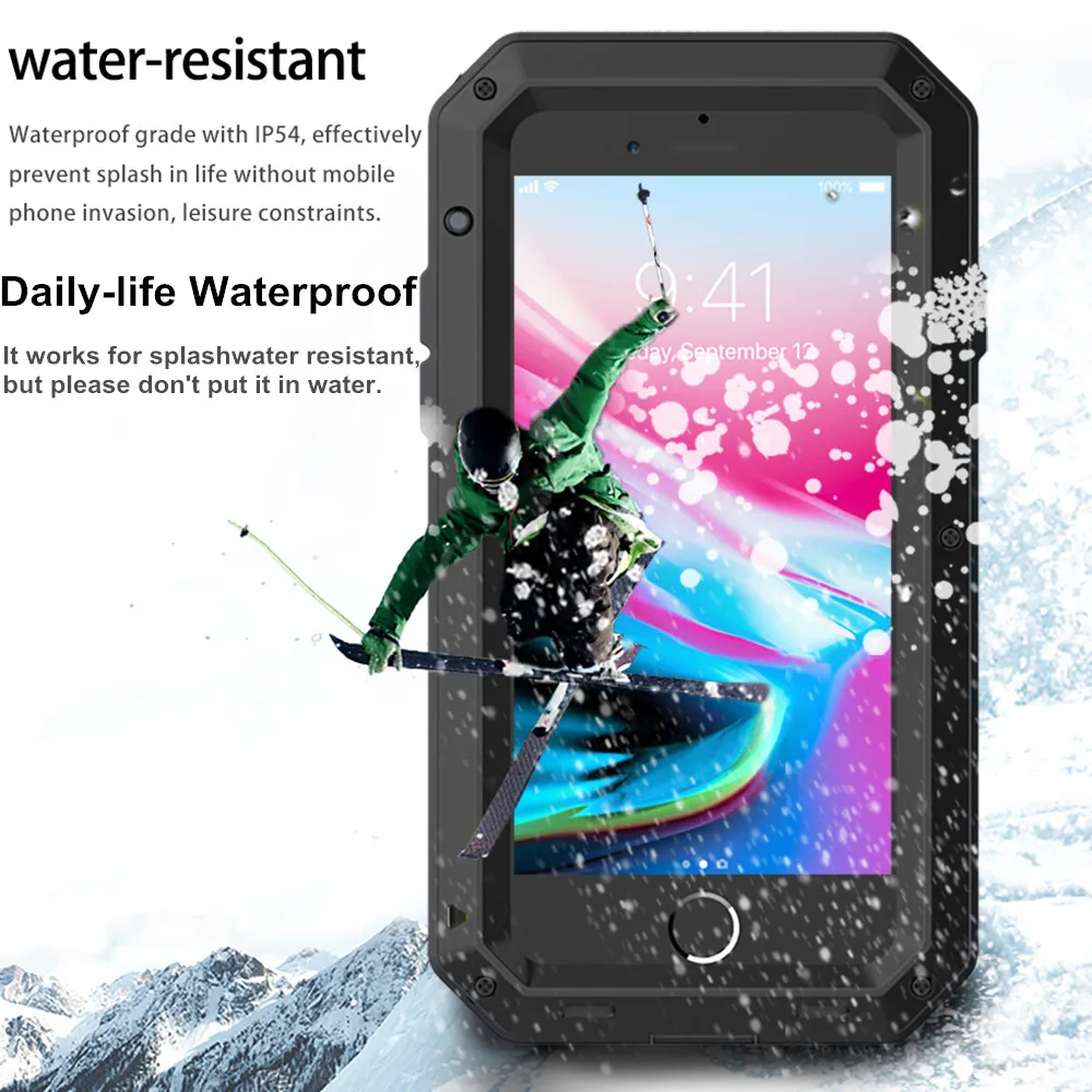 luxury shockproof doom armor waterproof metal phone cases for iphone x xr xs max 8 7 6 6s plus 5 5s 5c se case screen glass film free global shipping