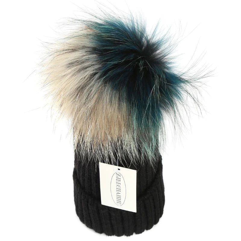 Модная новинка, помпоны из натурального Лисьего меха и норки, 15 см, Skullies Beanies, шапки для женщин и девочек, зимние шапки, детские шапки, шапка