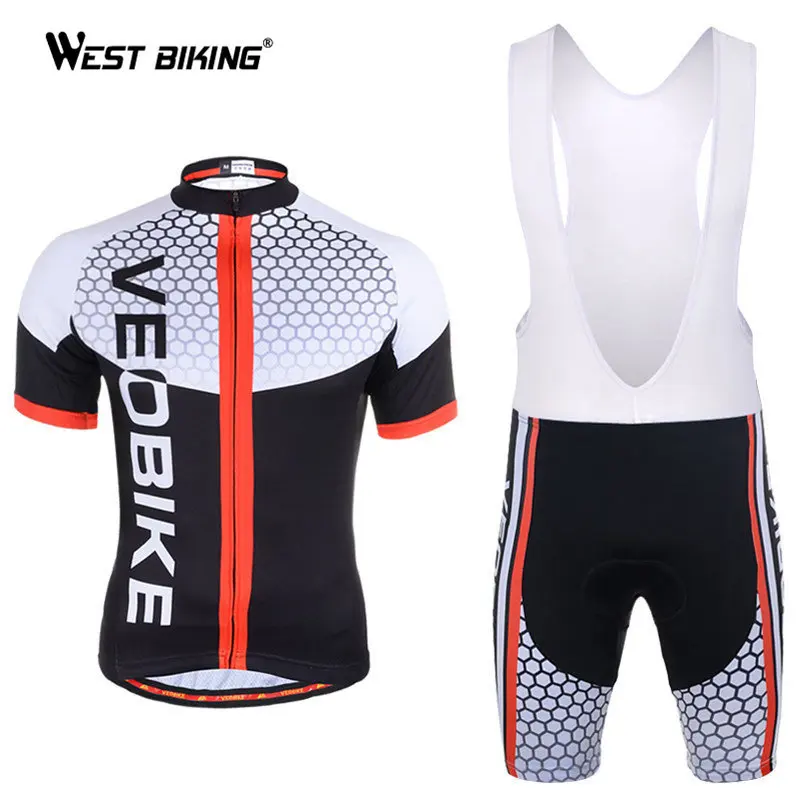 red bib set VEOBIKE Ropa Ciclismo велосипедный Джерси с коротким рукавом Джерси+ гель мягкий нагрудник быстросохнущая Мужская профессиональная команда для езды на велосипеде MTB - Цвет: red bib set