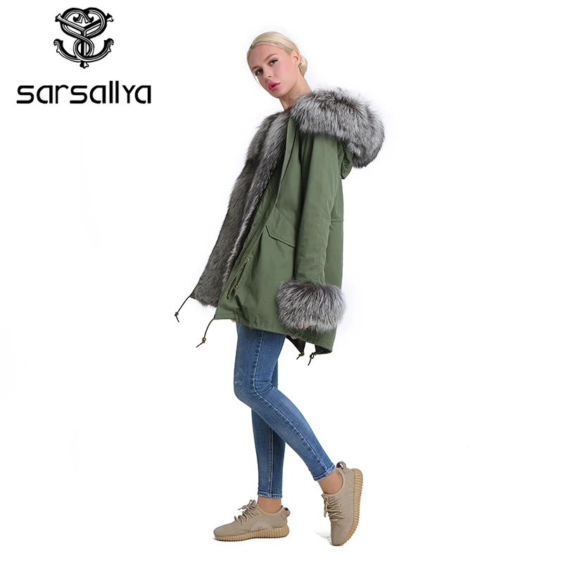 Sarsallya пуховики женские зимние Большой енота меховым воротником с капюшоном