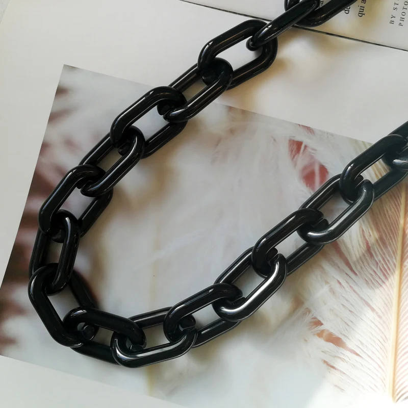 Black 1 шт. 60 см/120 см винтажная акриловая цепочка, полимерный ремешок для сумки, съемный плечевой ремень, Сменные аксессуары для сумки, полимерные ремни на цепочке - Color: Black