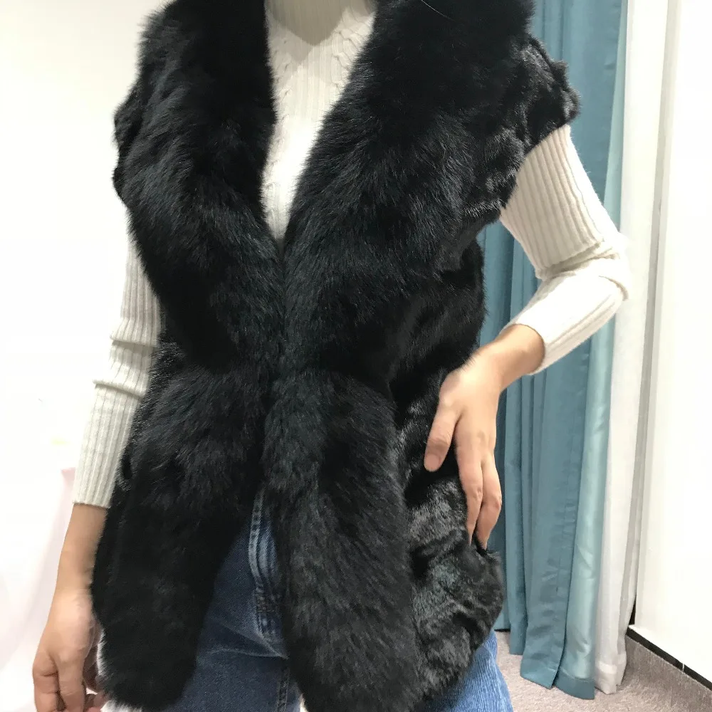 Новинка жилет из натурального меха норки и лисы короткий Женский облегающий