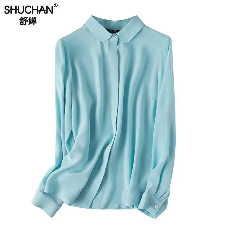 Женская Базовая Блузка Shuchan однотонный офисный кардиган из 100% натурального шелка