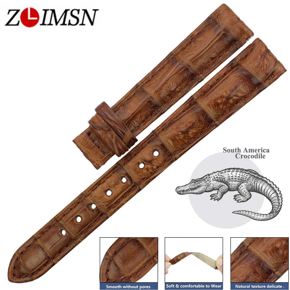 

ZLIMSN Genuine Crocodile Leather Watchbands Bracelets 14-24mm Women Clock Watches Suitable For OMEGA Longines Watch Bands Strap