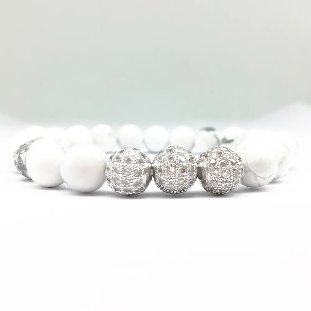 White Zircon Ruberthen модный циркониевая бусина браслет природный Хаулит мощный браслет высокого качества милые ювелирные изделия лучший подарок для нее - Окраска металла: White Zircon
