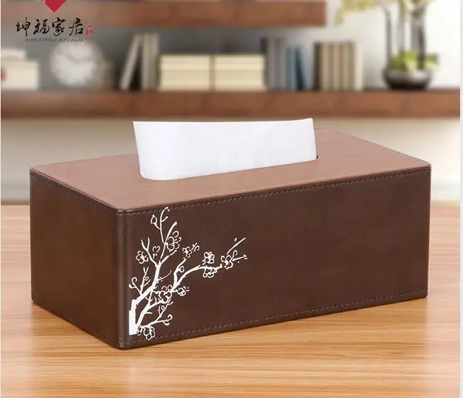 Large plum blossom B Высококачественный pu кожаный держатель для бумажных полотенец pu кожаные коробки для салфеток Авто Декор для интерьера чехол для полотенец органайзер для носового платка - Цвет: Large plum blossom B