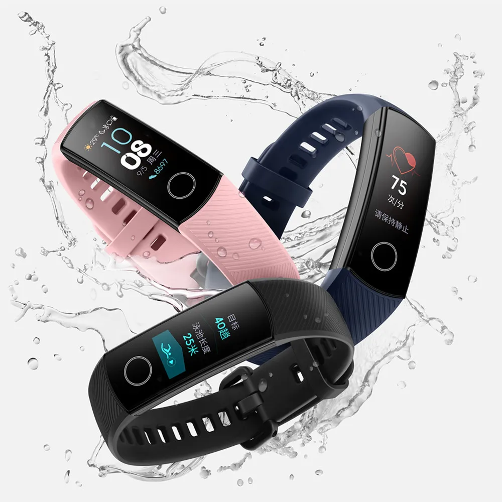 Умный Браслет huawei Honor Band 4, цветной сенсорный экран Amoled для фитнеса, плавания, осанки для обнаружения сна