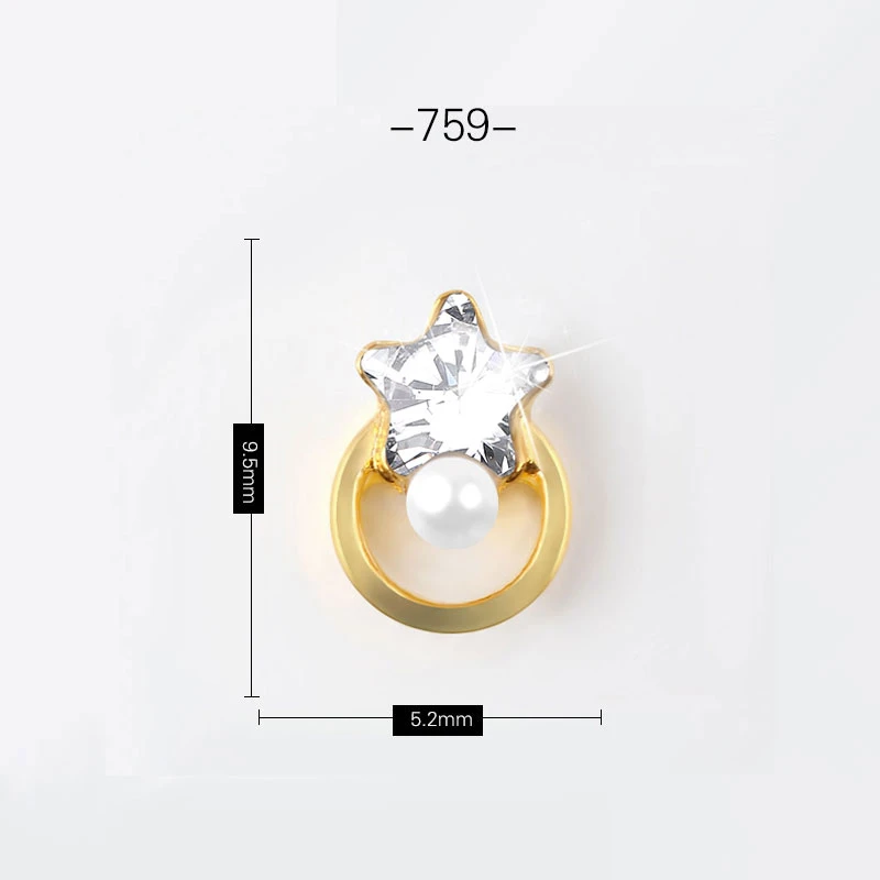 RD759-5Pcs 3D кристаллы для ногтей в форме сердца металлические гвоздики для нейл-арта заклепки стразы украшения аксессуары starss драгоценные камни декор - Цвет: RD759-5Pcs