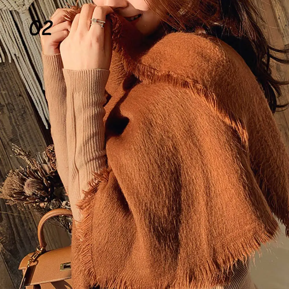 02 Caramel Scarf Spasril осень зима пушистый шарф шаль сплошной цвет имитация кашемира большие шарфы теплые мягкие стильные дамские шеи теплее Pashmere - Цвет: 02 Caramel Scarf