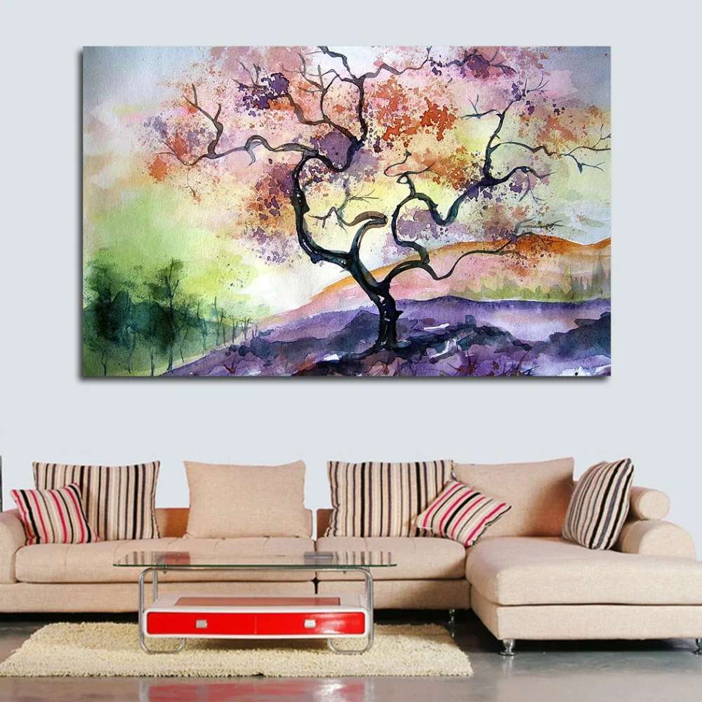 

JQHYART Canvas Art Painting Abstract Tree Modern Wall Pictures For Living Room Home Decor No Frame Printed Oil Painting