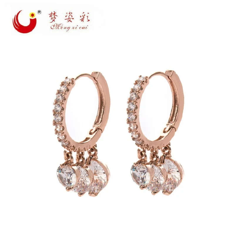 Женские серьги-каффы MZC корейские серьги цвета розового золота с цирконом класса