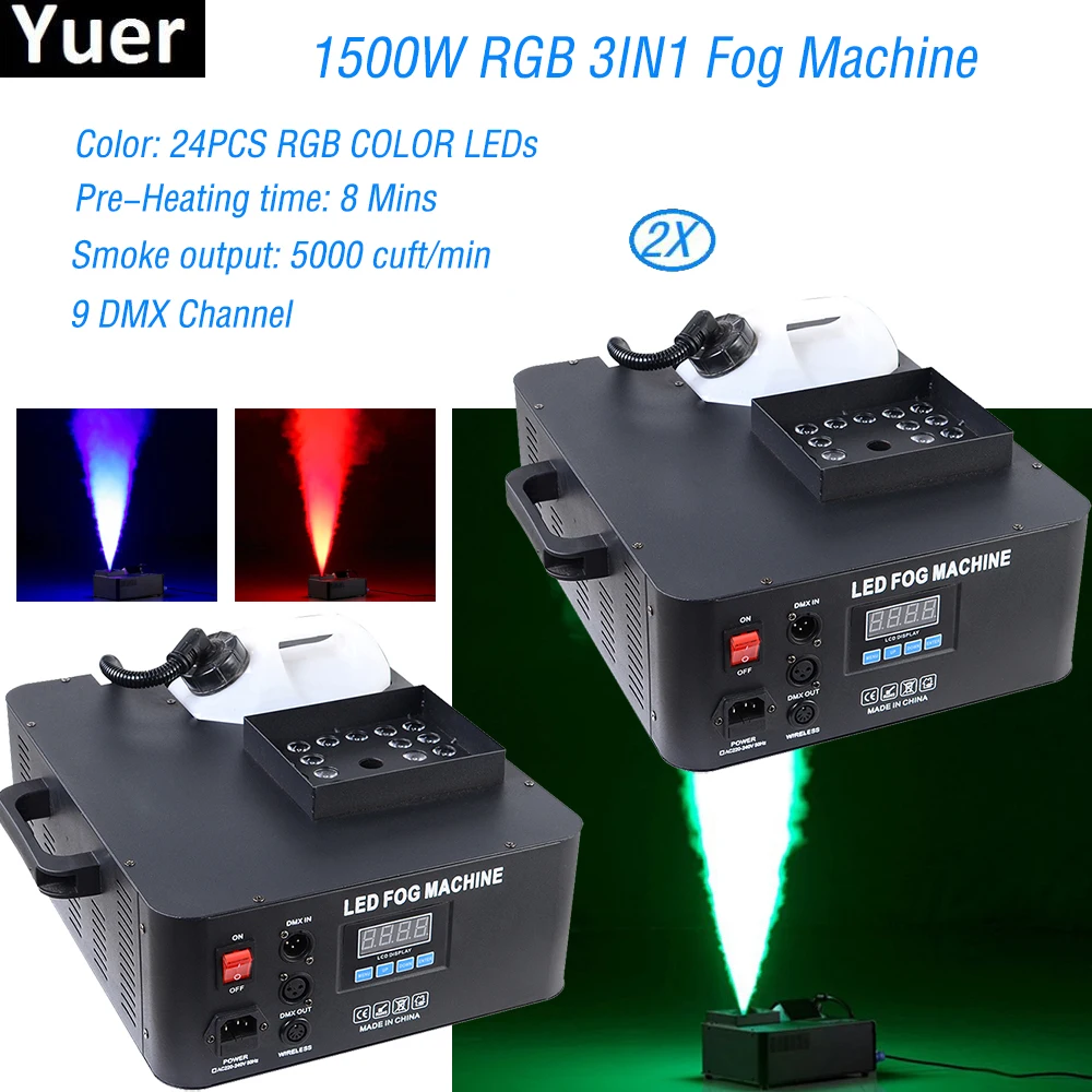 

2 шт./лот 1500 Вт RGB 3 в 1 DMX светодиодная противотуманная машина Pyro Вертикальная дымовая машина 24 шт. RGB 3 в 1 светодиодная цветная противотуманная...