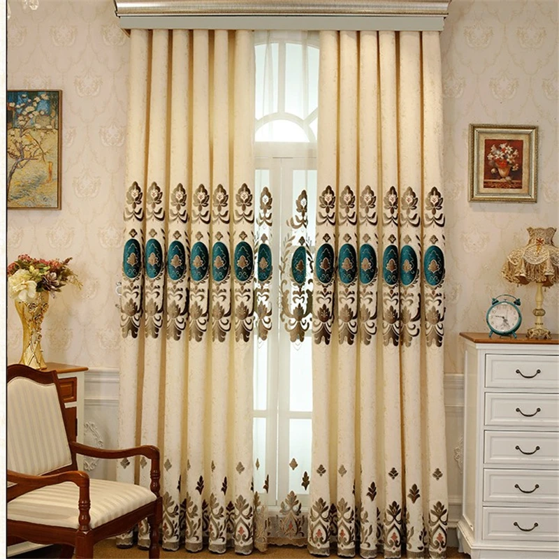 Европейская роскошная Высококачественная вышитая затемненная занавеска s с
